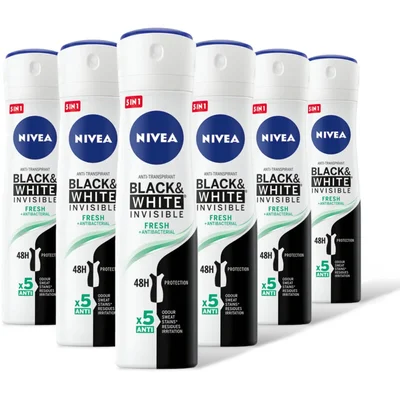 NIVEA Black & white fresh deodorant spray 6-pk