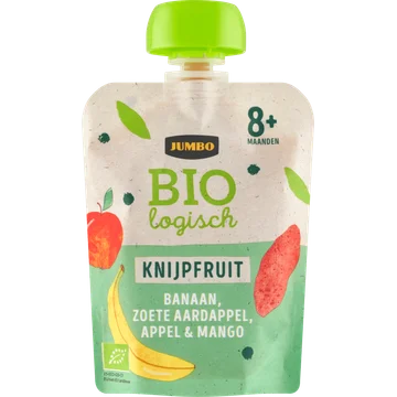 Jumbo Biologisch Knijpfruit Banaan, Zoete Aardappel, Appel & Mango 8+ Maanden 90 g