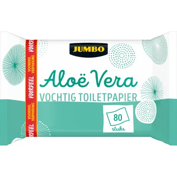 Jumbo Vochtig Toiletpapier Aloë Vera Voordeelverpakking 80 Stuks