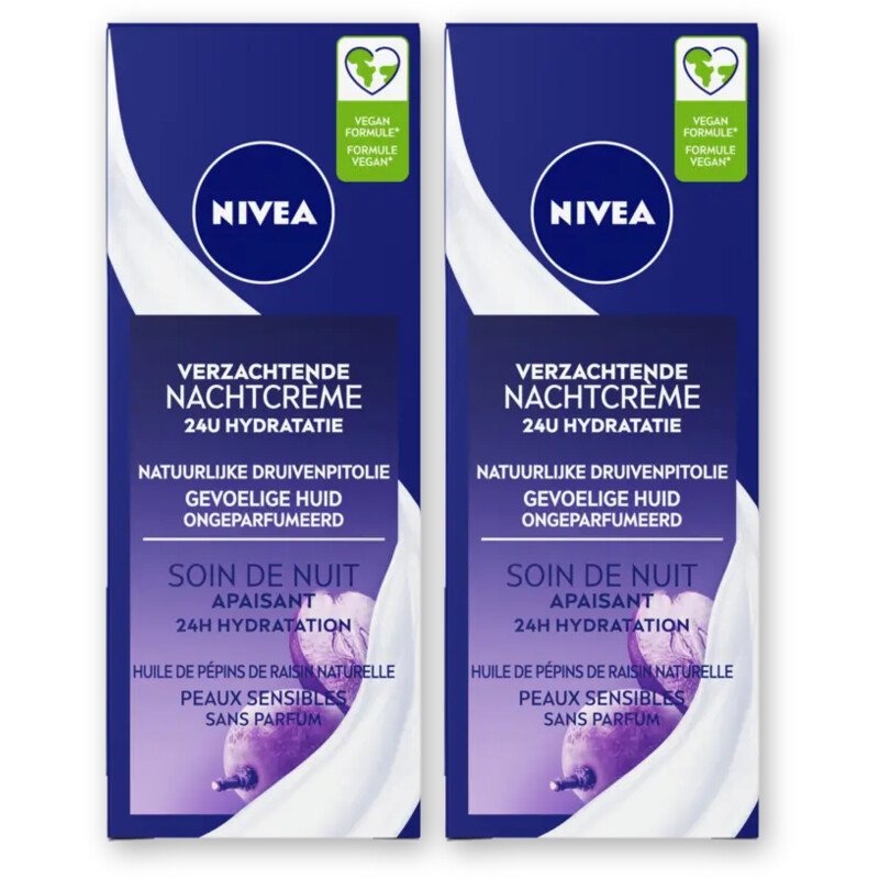 NIVEA Verzachtende nchtcreme gevoelig huid 2pk