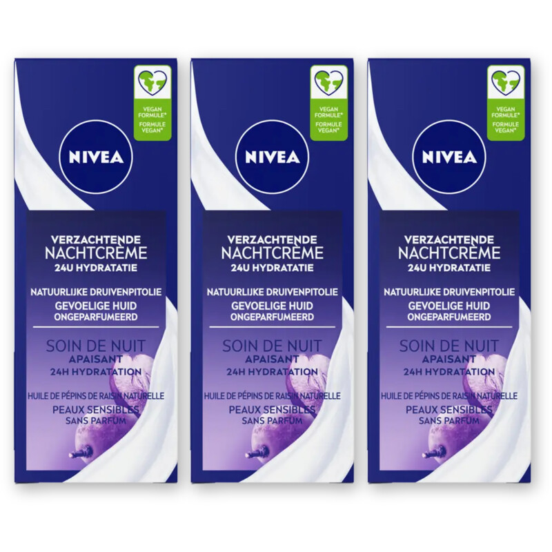 NIVEA Verzachtende nchtcreme gevoelig huid 3pk