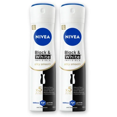 NIVEA Black & white silky smooth deo spray 2pk