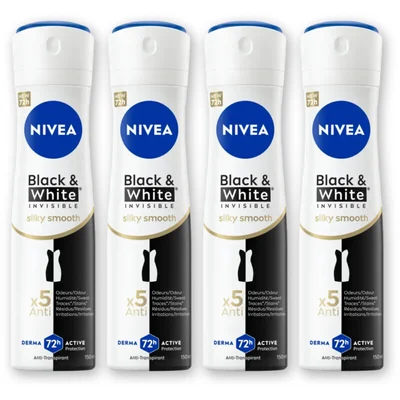 NIVEA Black & white silky smooth deo spray 4pk