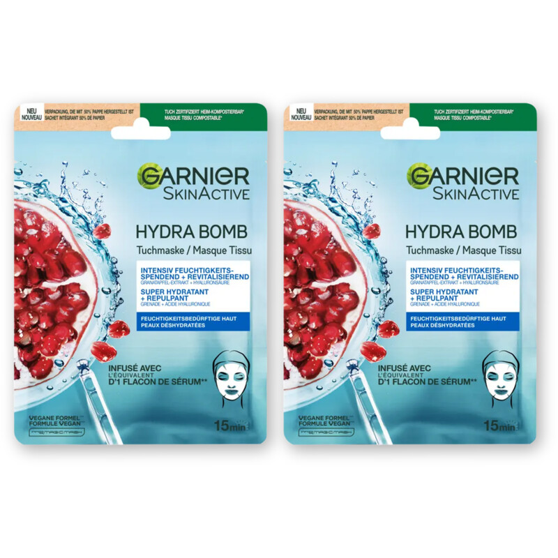 Garnier Skinactive hydra bomb grntappel mask 2pk
