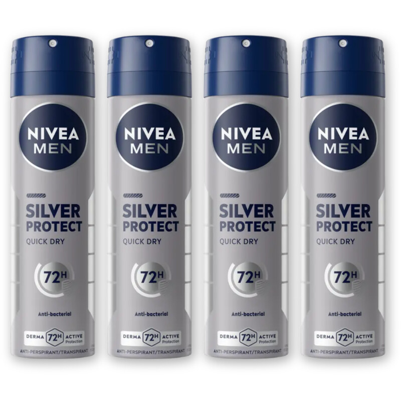 NIVEA Men silver protect deodorant spray 4-pck