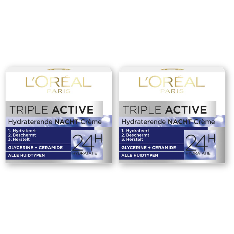 L'Oréal Triple active nchtcreme all huidtype 2pk