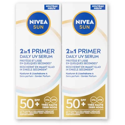 Nivea Sun 2 in 1 primer daily UV serum spf50+ 2-pk