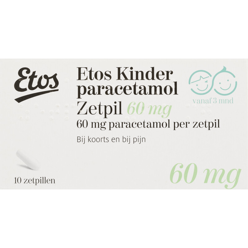 Etos Kinderparacetamol zetpillen 60 mg