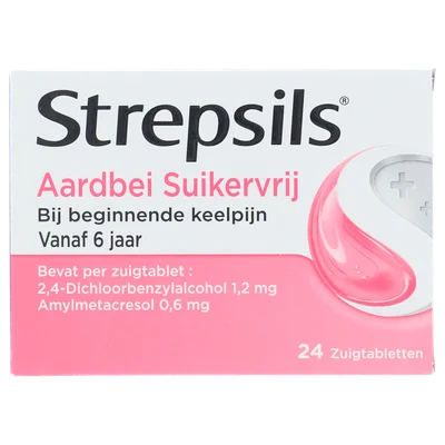Strepsils Aardbei suikervrij zuigtabletten