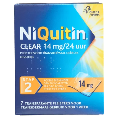 Niquitin Clear 14mg nicotine pleister stap 2