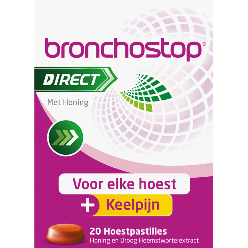 Bronchostop Direct met honing hoestpastilles