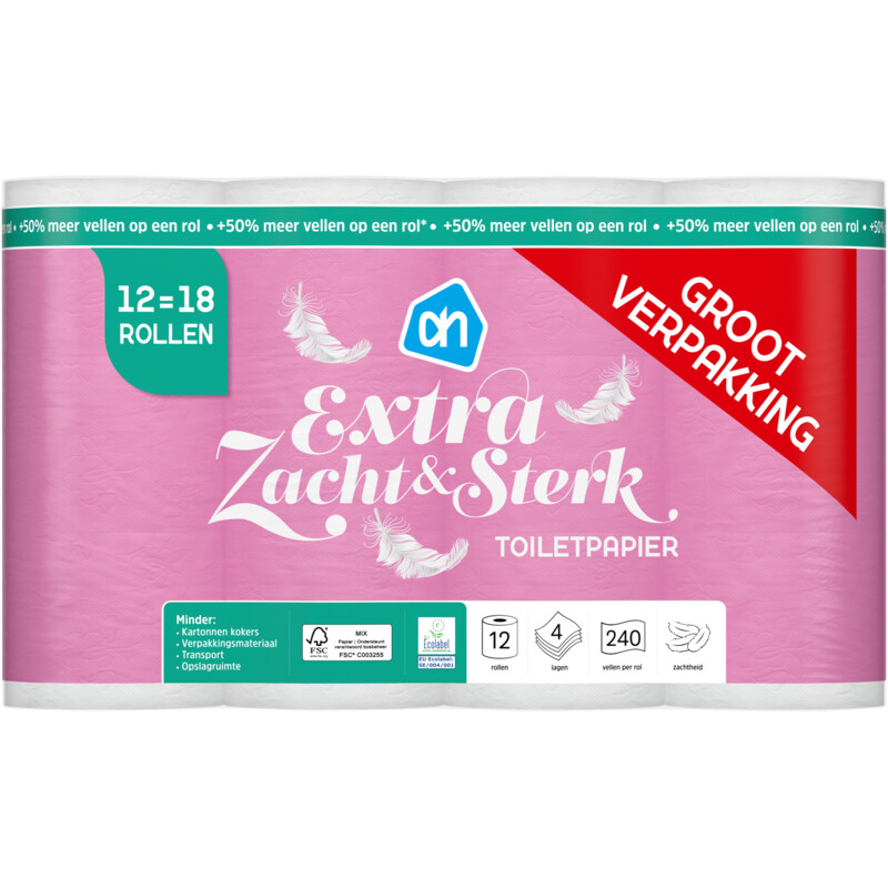 AH Toiletpapier zacht 4-laags 12=18 rollen