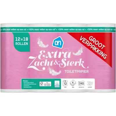 AH Toiletpapier zacht 4-laags 12=18 rollen