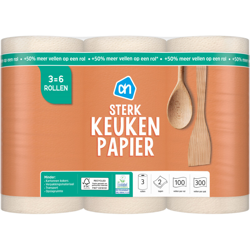 AH Keukenpapier sterk 3=6 rollen