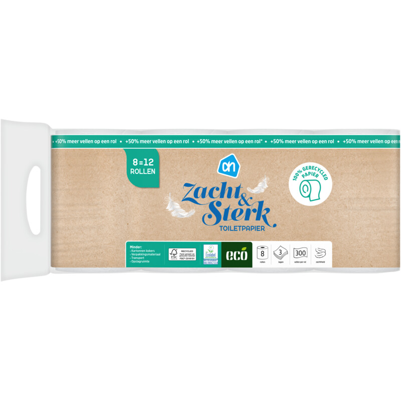 AH Eco Toiletpapier 3-laags 8=12 rollen