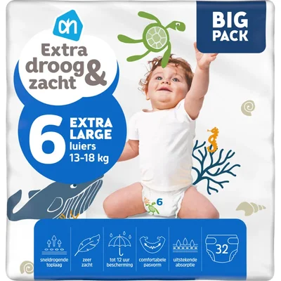 AH Extra droog en zacht luiers maat 6