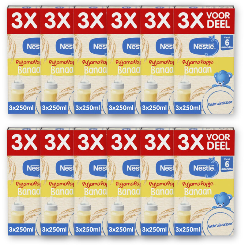 Nestlé Pyjamapapje banaan 6m+ 3x voordeel 12pck