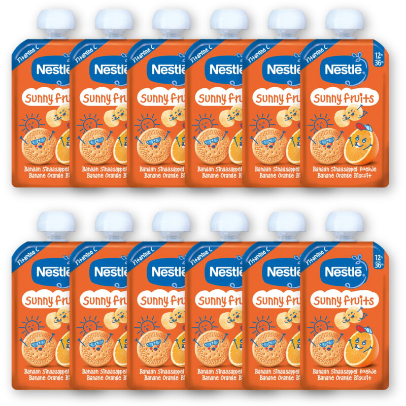 Nestlé Sunny fruits knijpfruit banaan 12m+ 12pk