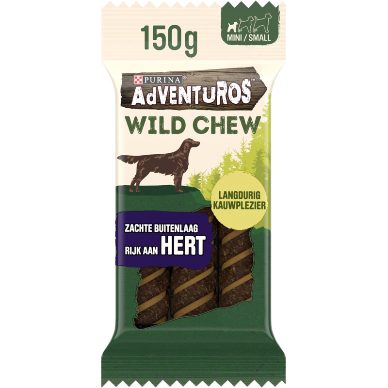 Adventuros Wild chew met hert hondensnack mini