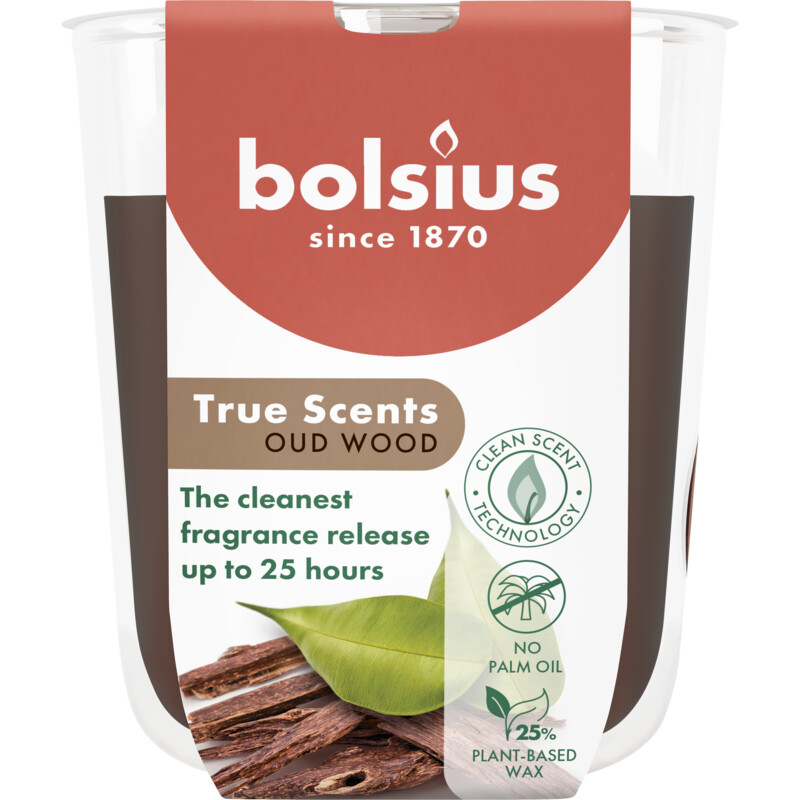 Bolsius True scents geurglas oud wood 8cm