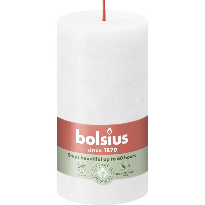 Bolsius Rustieke kaars wit 13cm