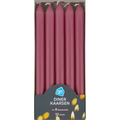 AH Dinerkaarsen oud roze 8 branduren