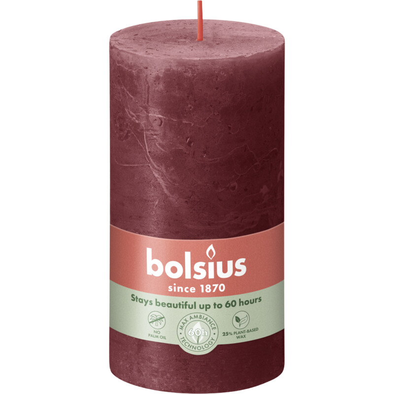 Bolsius Rustieke kaars bordeaux 13cm
