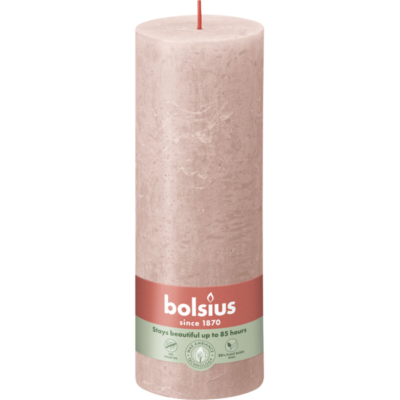 Bolsius Rustieke kaars 19cm misty pink
