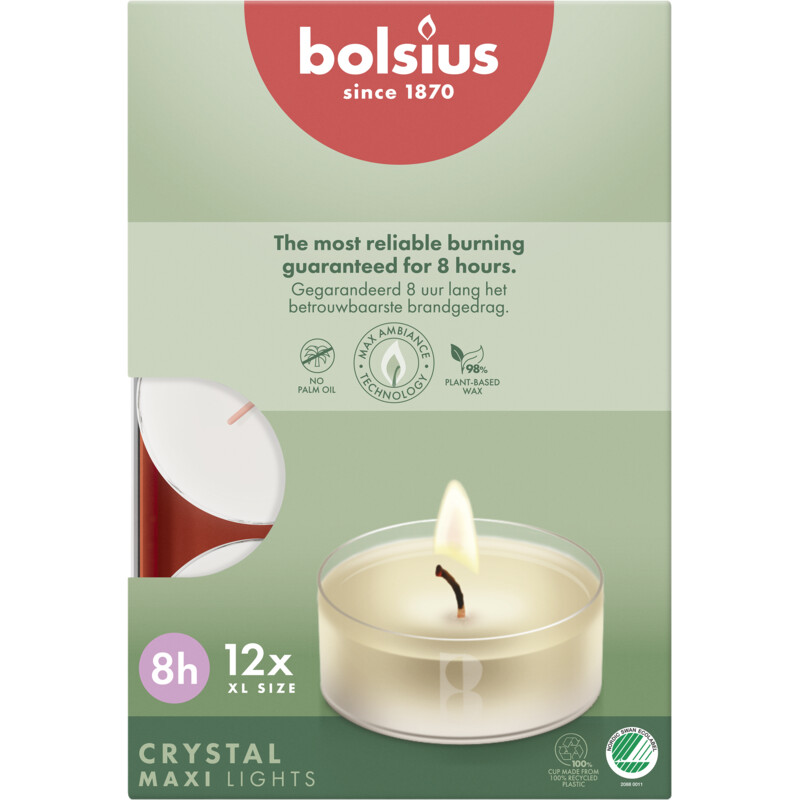 Bolsius Waxinelichtje maxi clear cup 8