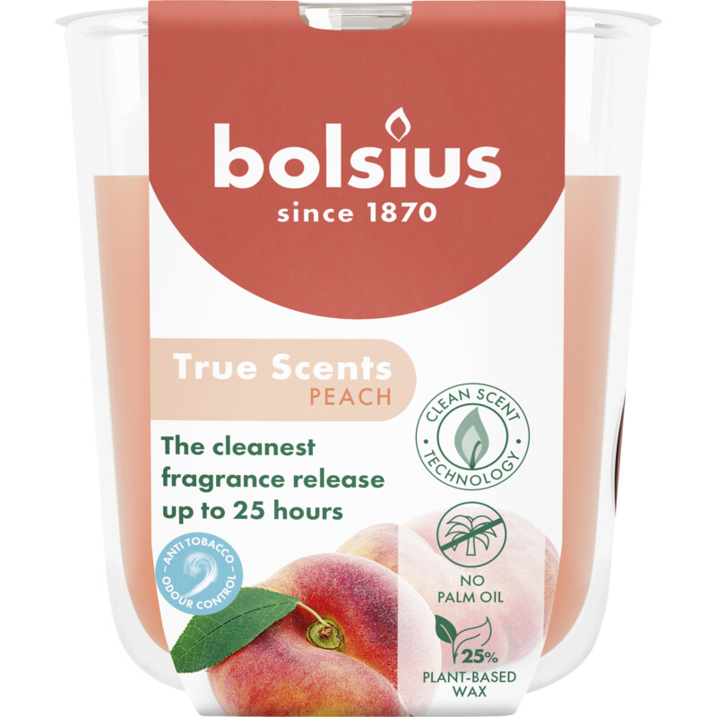 Bolsius True scents geurglas peach 8cm