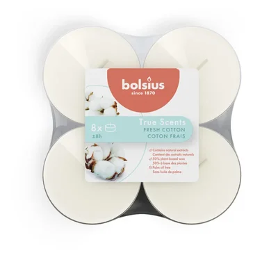Bolsius True scents fresh cotton 8uurs