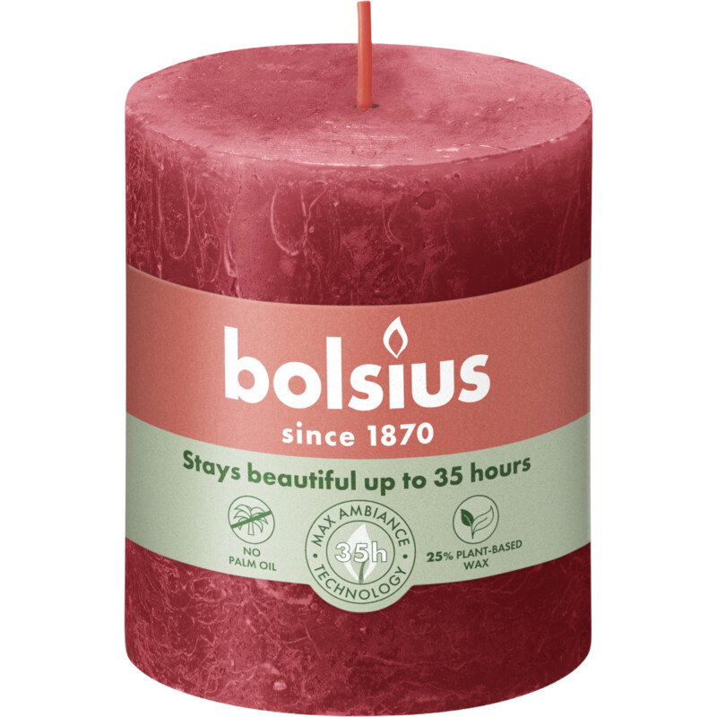 Bolsius Rustieke kaars 8cm rood