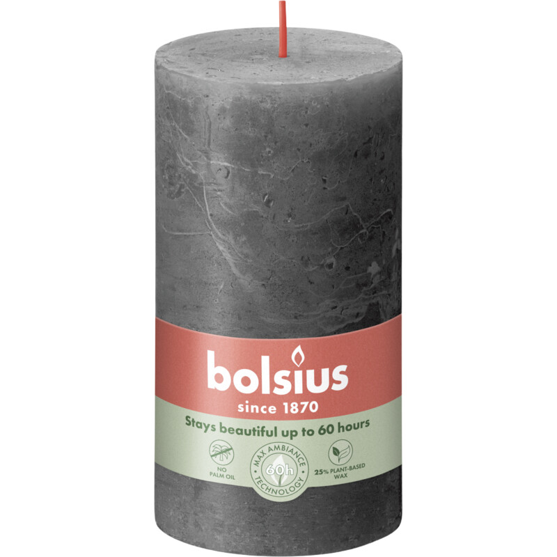 Bolsius Rustieke kaars antraciet 13cm