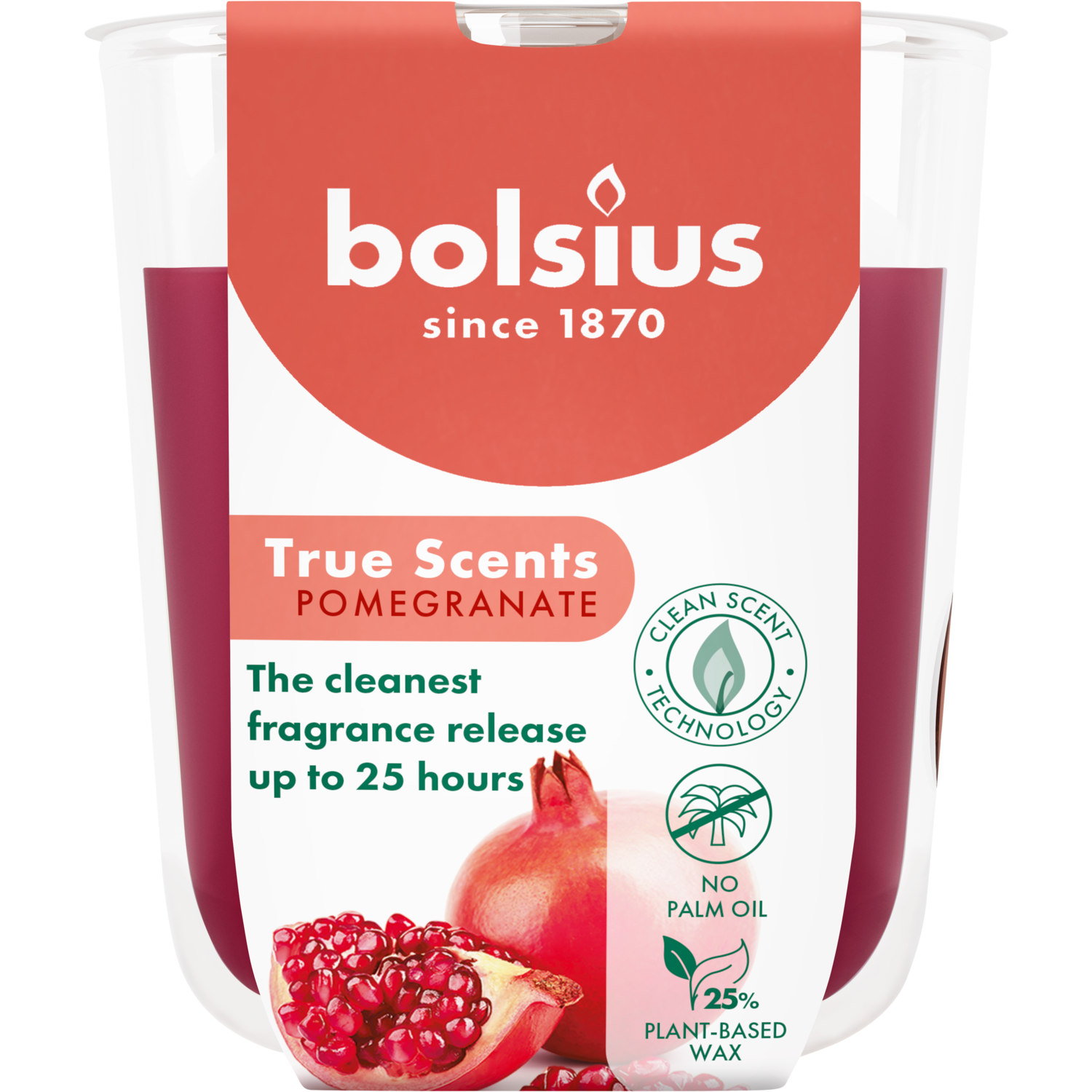 Bolsius True scents geurglas pomegranate 8cm