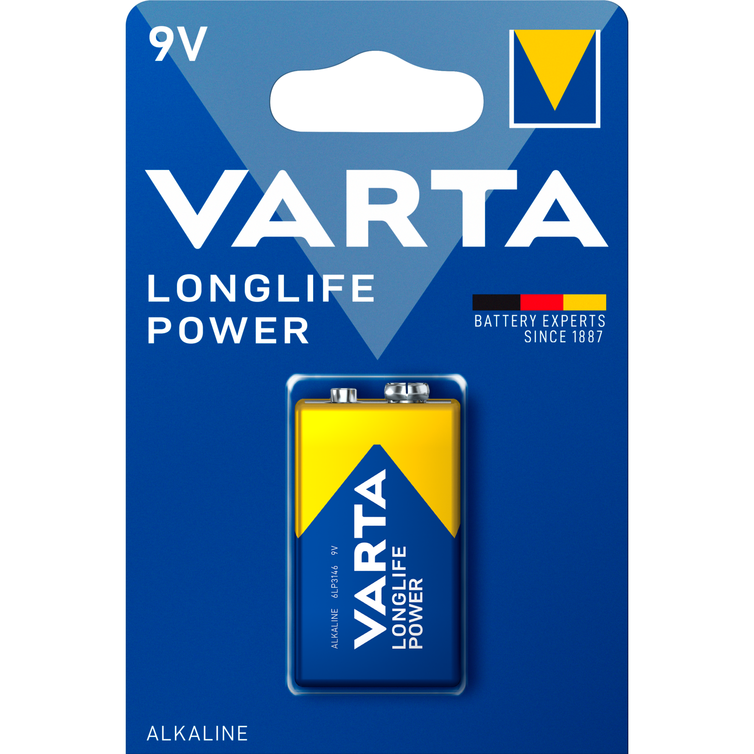 Varta Longlife max power 9V alkaline batterij
