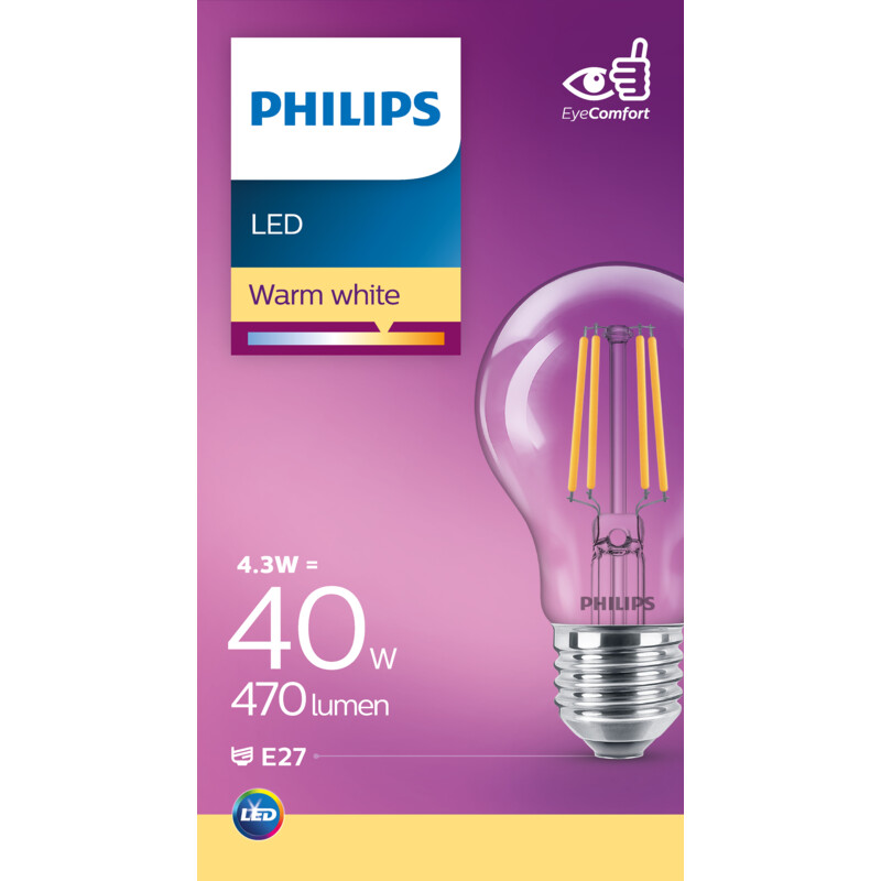 Philips Led fil kogel helder E27 40W