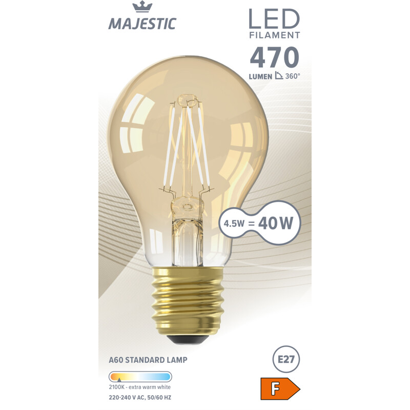 Majestic Led fil standaard goud E27 40W