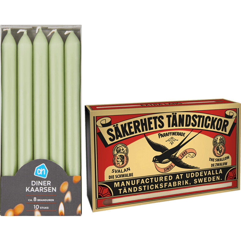 AH Dinerkaars groen en lucifers pakket	