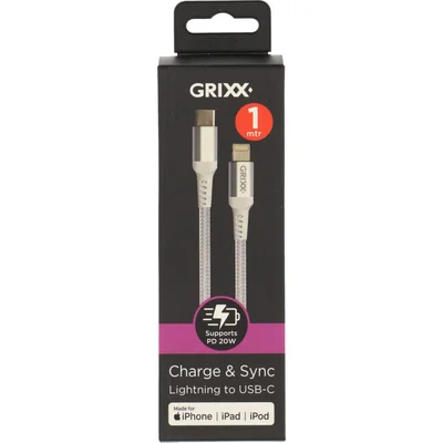 Grixx Lightning to USB-C white 1 meter