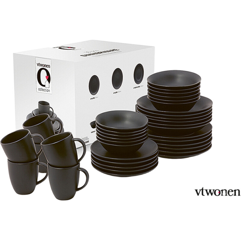 vtwonen Serviesset 36-delig matt black