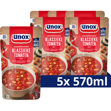 Unox Smaakfavoriet Soep In Zak Klassieke Tomaten - 5 x 570 ml