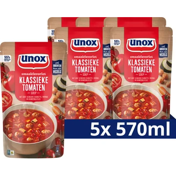 Unox Smaakfavoriet Soep In Zak Klassieke Tomaten - 5 x 570 ml