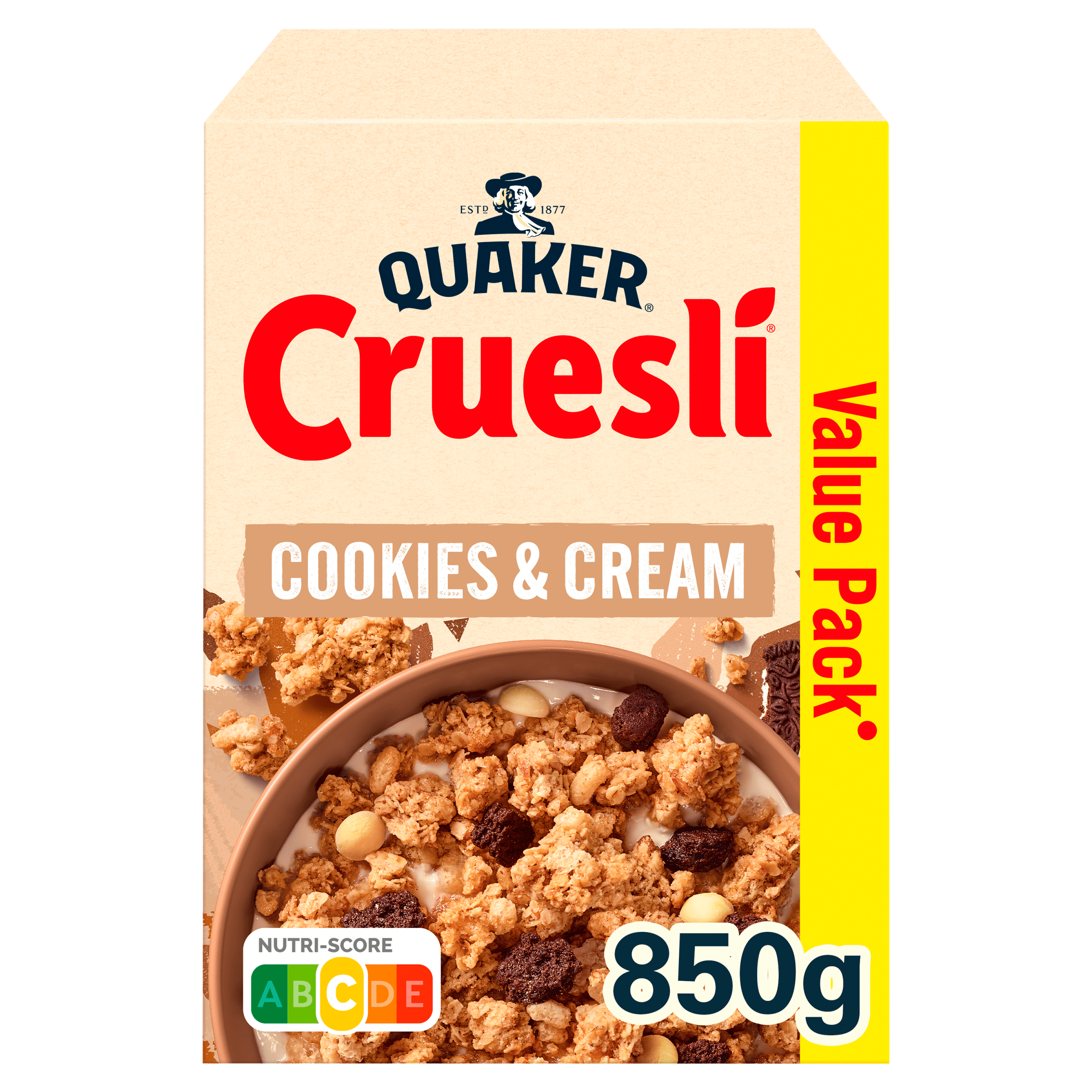 Quaker Cruesli Cookies & Cream Ontbijtgranen Voordeelverpakking 850 gr