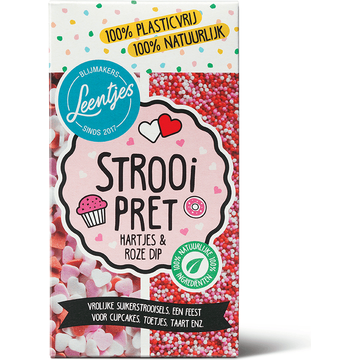 Leentjes Strooi Pret Hartjes & Roze Dip 120 g