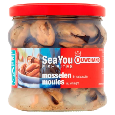 Ouwehand Sea You Fish Bites Mosselen in Natuurazijn 355 g