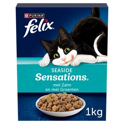 Felix Seaside Sensations met Zalm en met Groenten, Droog Kattenvoer 1 KG