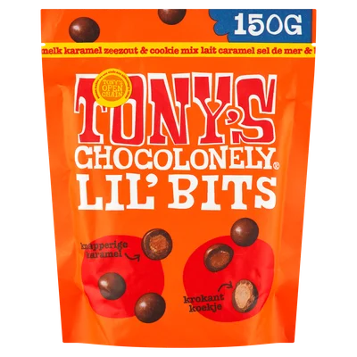 Tony's Chocolonely Lil'bits melk karamel zeezout biscuit