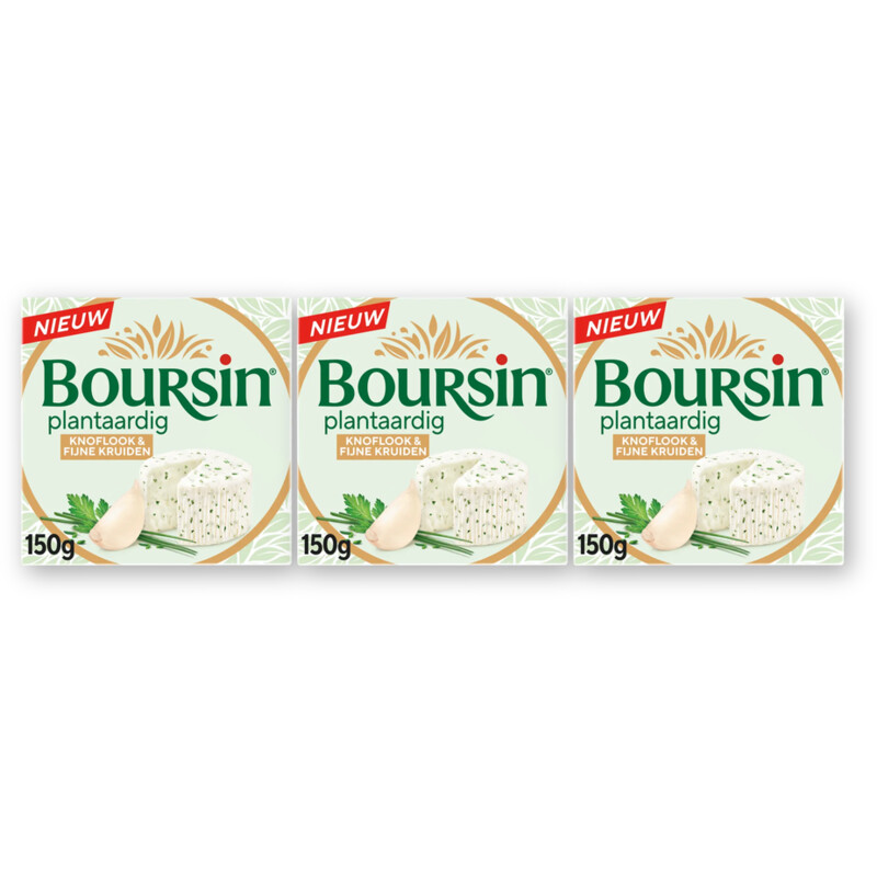 Boursin Plantaardig knoflook fijne kruiden 3pack