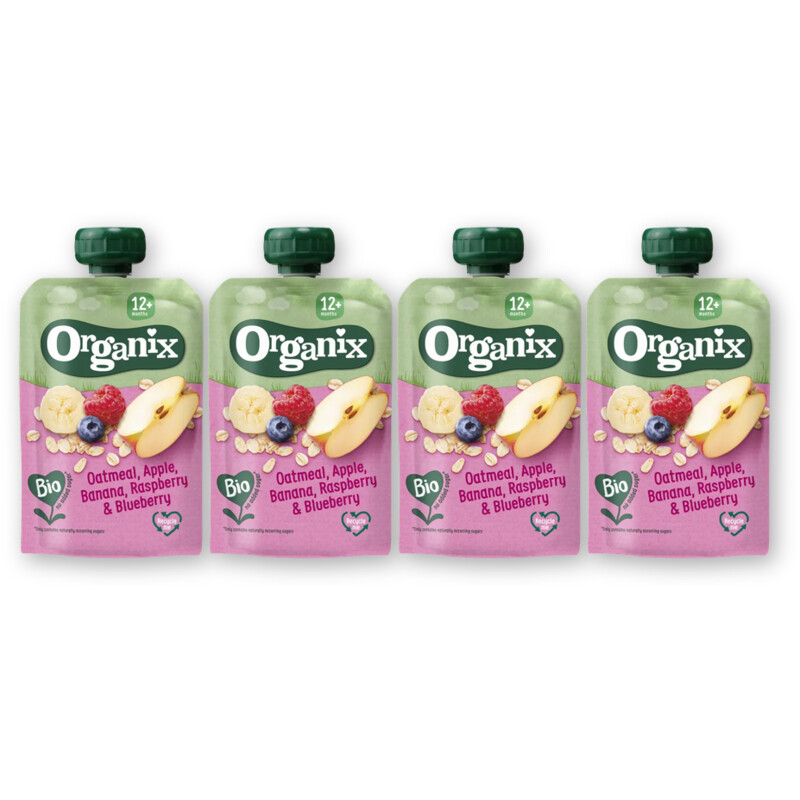 Organix Knijpfruit haver appel banaan 12m+ 4-pck