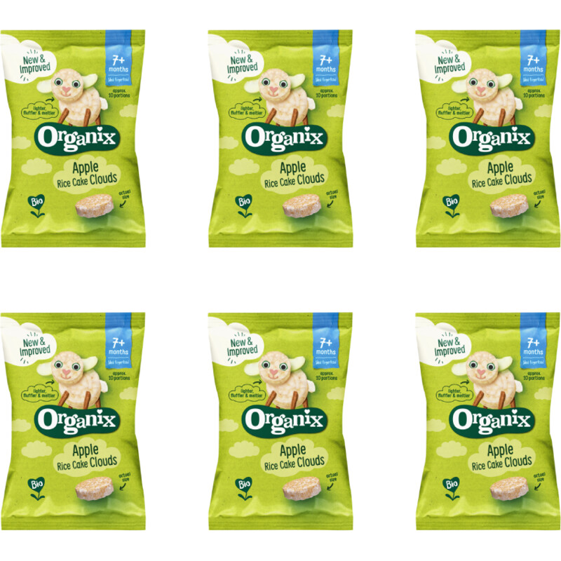 Organix Apple rice cake clouds 7m+ 6-pack